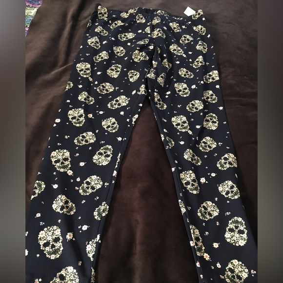 Ladies Flower Skull Leggings - Picture 1 of 8